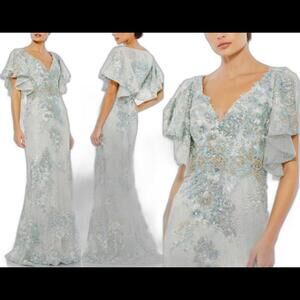 (4) NWT $698 Mac Duggal  Flutter Floral Embellished Gown